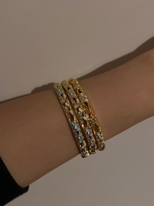 shiny stud flora bangle