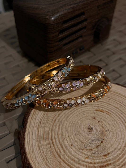 shiny stud flora bangle