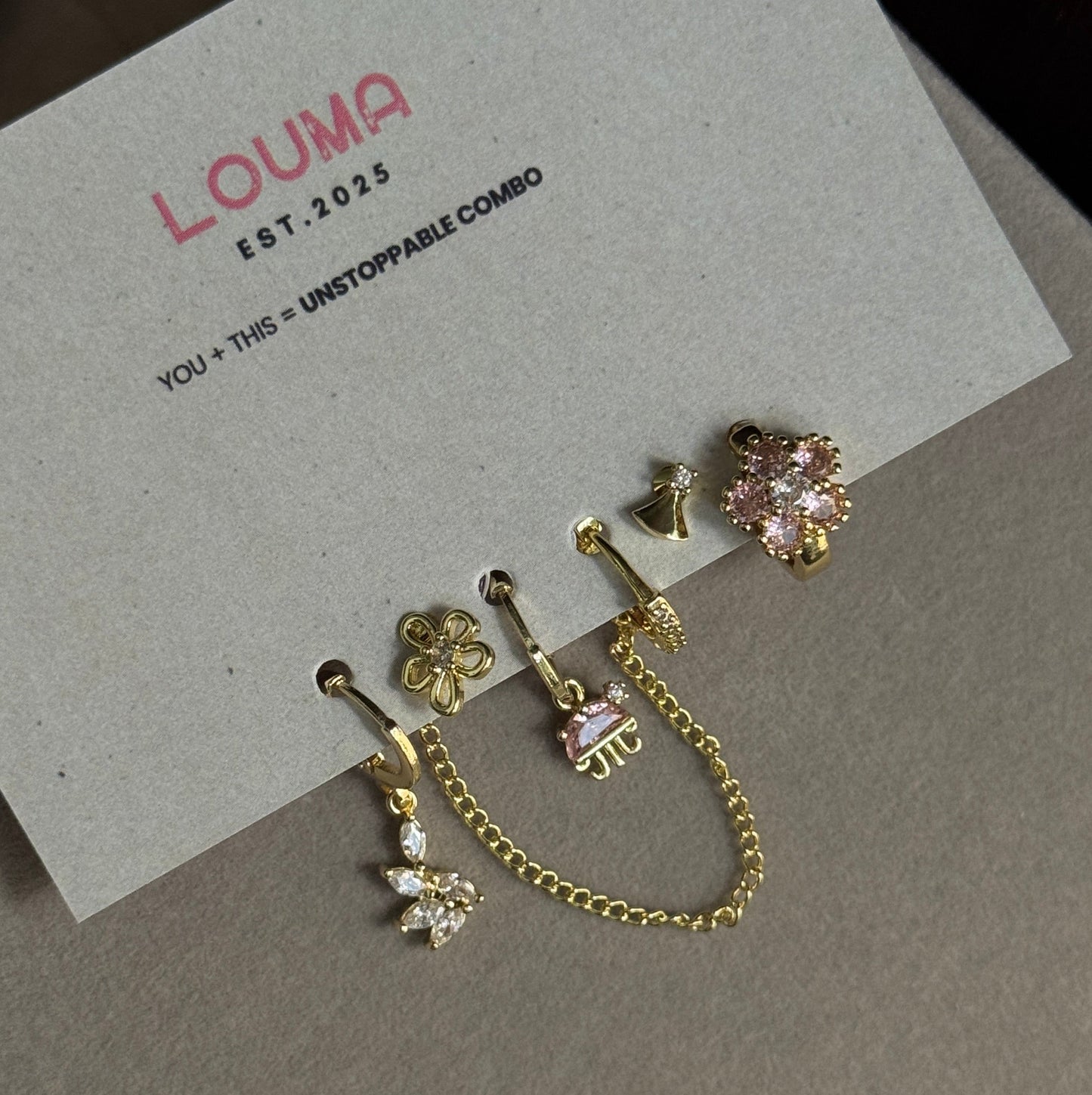 Pink Jellyfish & Floral Earring Stack
