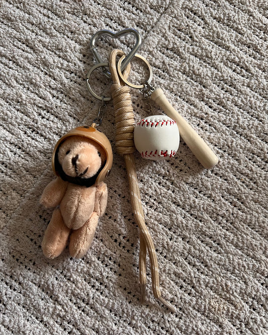 baseball player doggo key chain