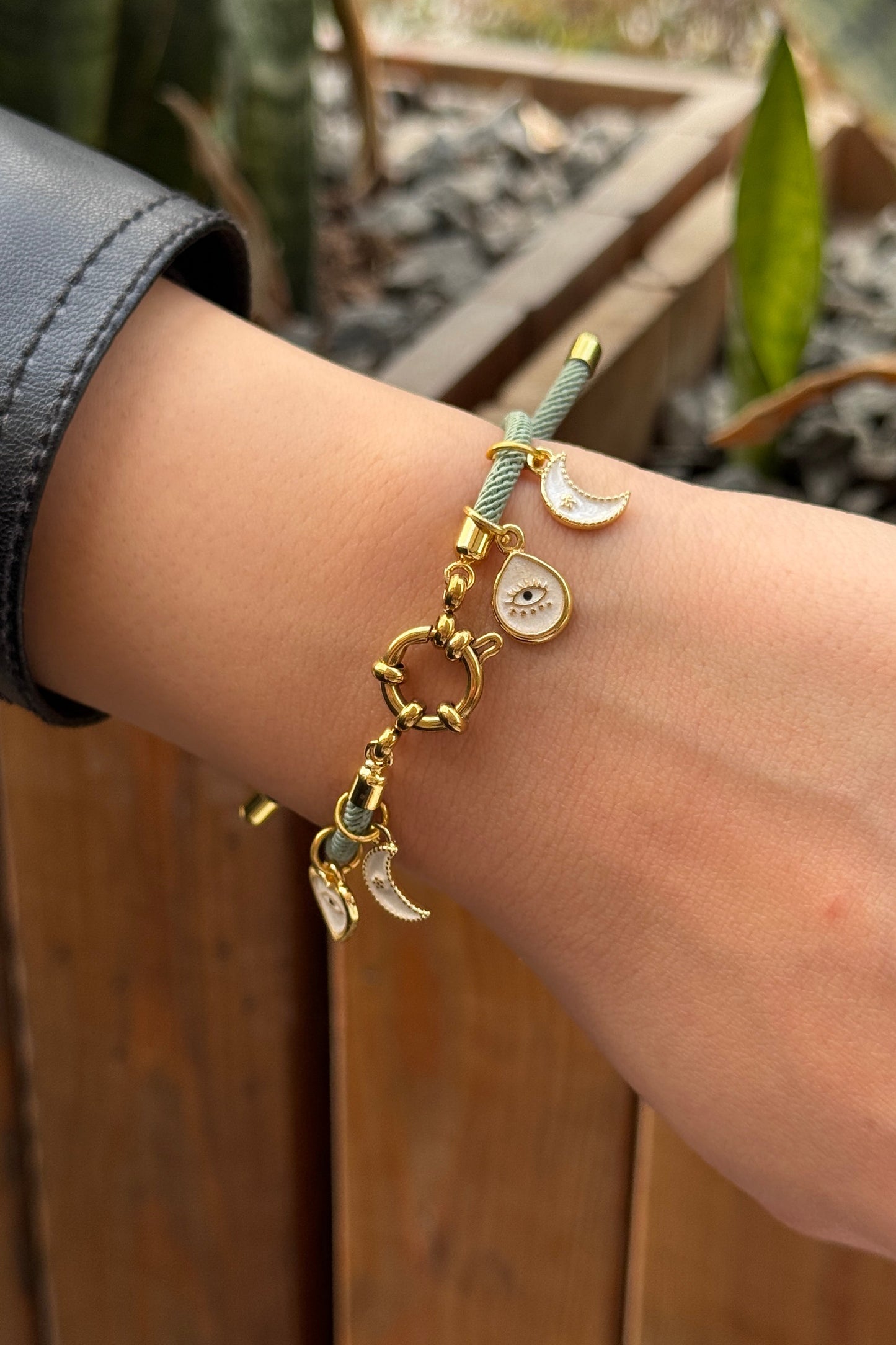 Mixed Charm Cord Bracelet